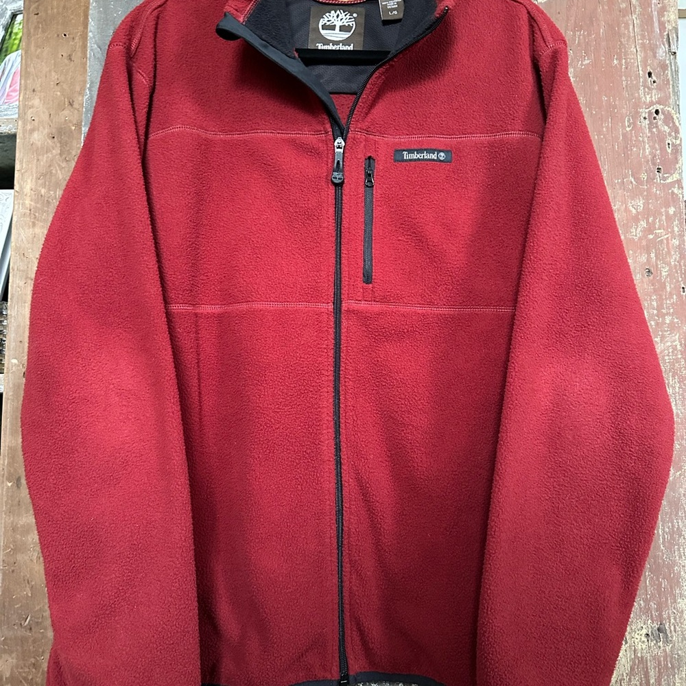 Men’s Size L Timberland Burgundy Performance Jacket Full-Zip Fleece